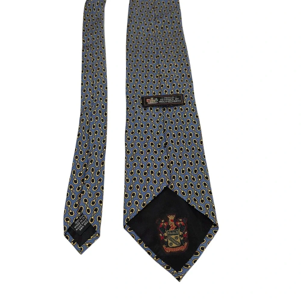 Paolo Designed By Paolo Gucci Mens‎ Necktie Blue One Size Silk Horse Bit Link